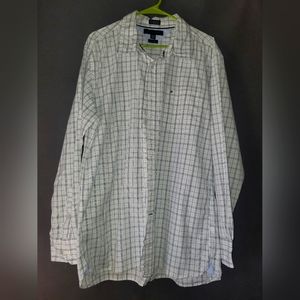 Tommy Hilfiger 80s 2 ply fabric custom fit blue and white stripped XL 17 1/2-18